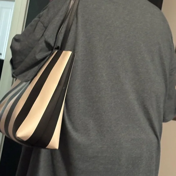 Kate Spade Black and White Striped Tote - Picture 7 of 8